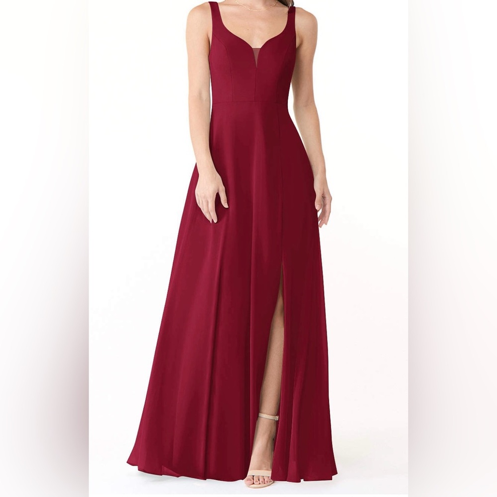 AZAZIE KIANNA Burgundy Flowy Chiffon Dress